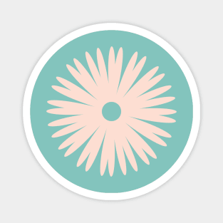 Flower 1, Minimalist Abstract Floral in Peach and Teal Magnet